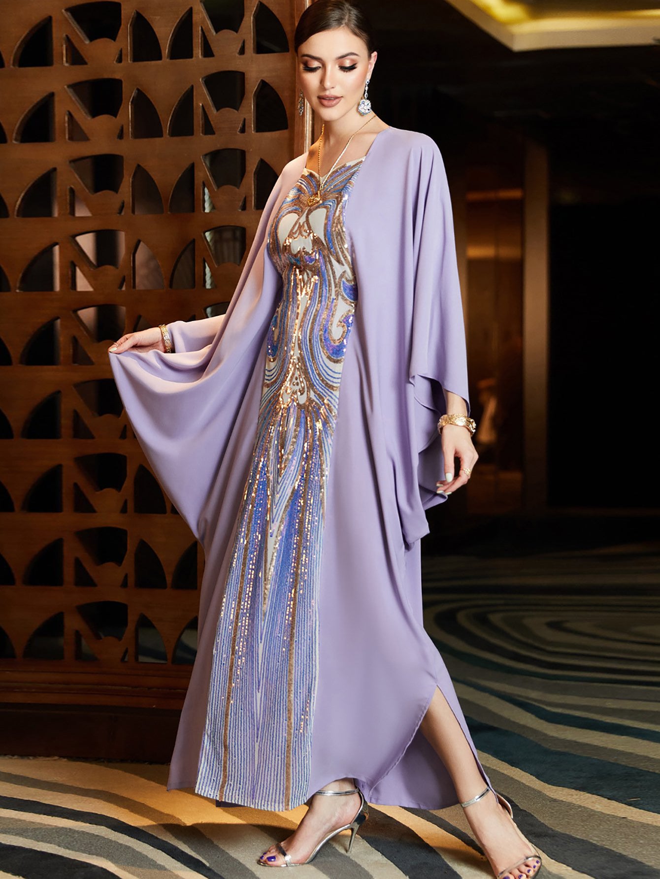 Robe Abaya brodée de paillettes