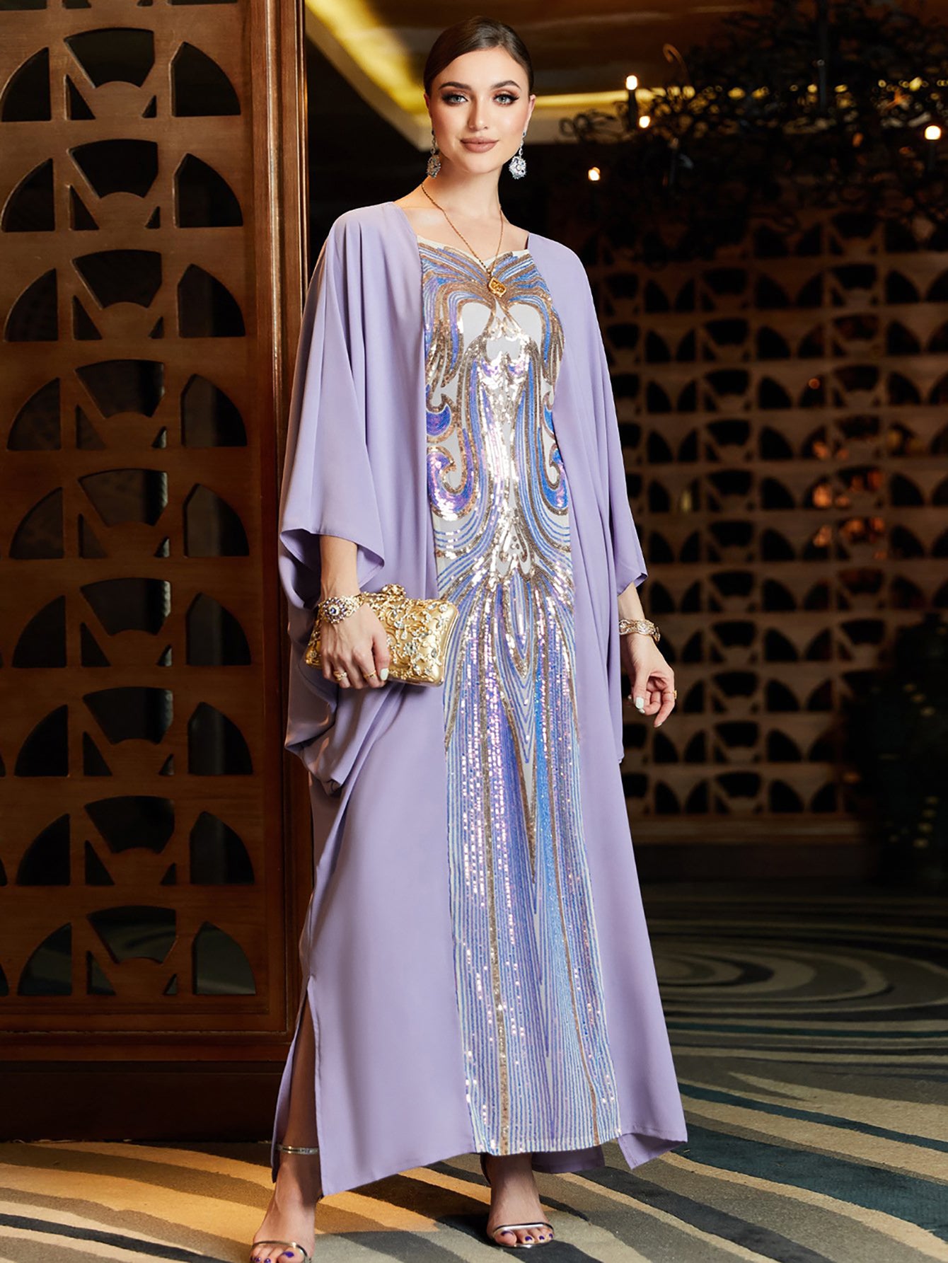 Robe Abaya brodée de paillettes