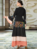 Caftan noir robe patchwork