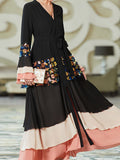 Caftan noir robe patchwork