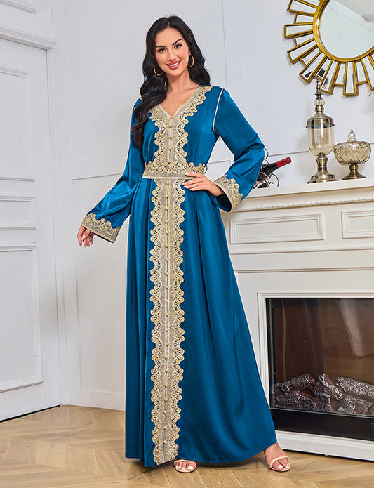 Robe en dentelle brodée abaya