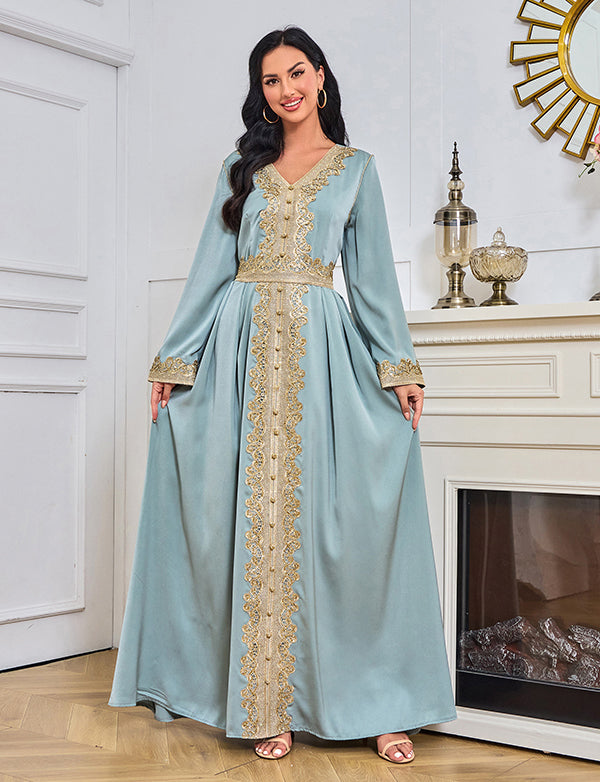 Robe en dentelle brodée abaya