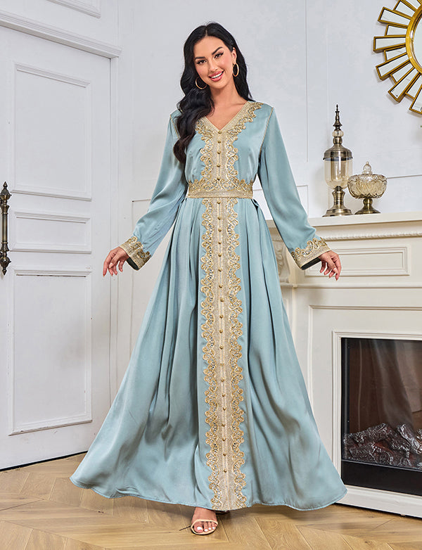 Robe en dentelle brodée abaya