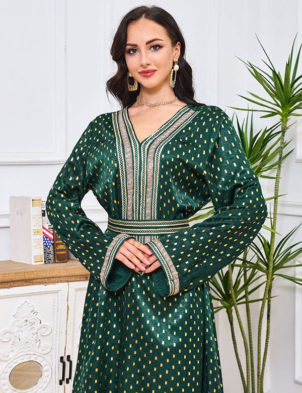 Robe abaya à col en V