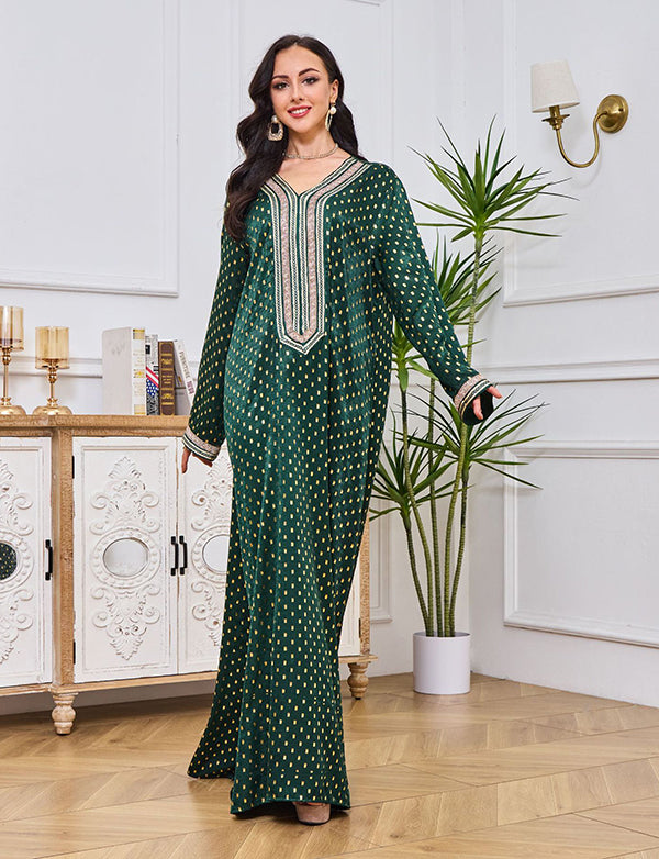 Robe abaya à col en V