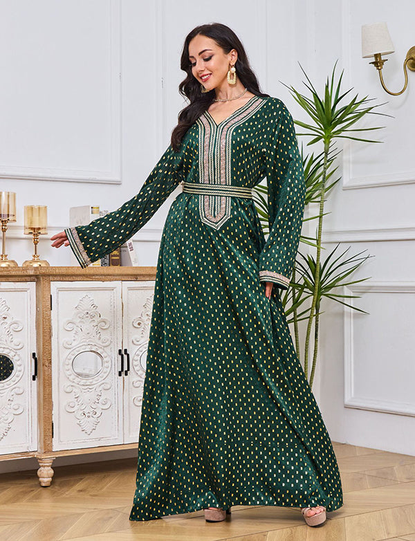 Robe abaya à col en V