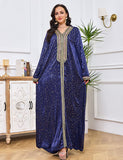 Robe d'abaya en dentelle strassée