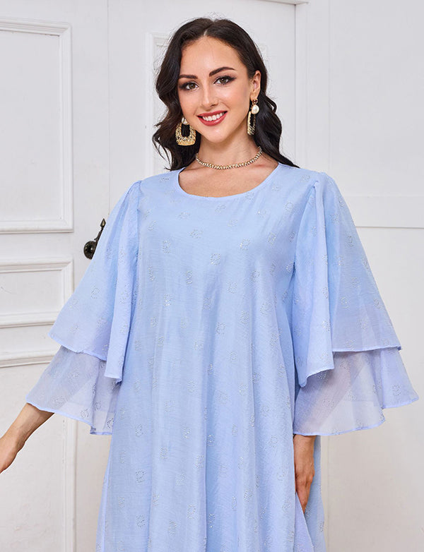 Robe à manches courtes à double épaisseur et à strass