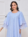 Robe à manches courtes à double épaisseur et à strass