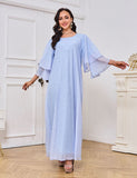 Robe à manches courtes à double épaisseur et à strass