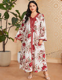 Robe Longue à Col en V avec Manches Longues