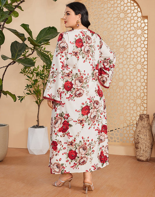 Robe Caftan Abaya Grande Taille à Imprimé Floral