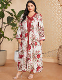 Robe Longue à Col en V avec Manches Longues
