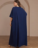 Robe Évasée à Col en V avec Manches Chauve-Souris