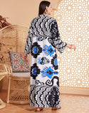 Robe Longue Évasée à Col en V avec Manches Chauve