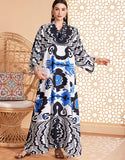 Robe Longue Évasée à Col en V avec Manches Chauve