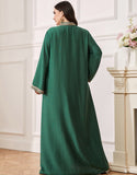 Robe caftan marocaine Abaya élégante grande taille vert foncé