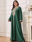 Robe caftan marocaine Abaya élégante grande taille vert foncé