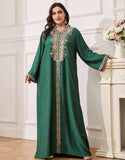 Robe caftan marocaine Abaya élégante grande taille vert foncé