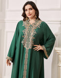 Robe caftan marocaine Abaya élégante grande taille vert foncé