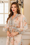 Robe Caftan Abricot Imprimé fleuri élégante