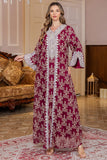Bourgogne Col en V Broderie Robe Caftan