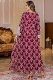 Bourgogne Col en V Broderie Robe Caftan
