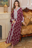 Bourgogne Col en V Broderie Robe Caftan