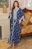 Bourgogne Col en V Broderie Robe Caftan