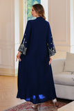 Robe caftan brodée bleu marine