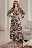 Robe Caftan Sexy Léopard Brun