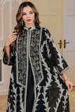 Robe Caftan Noire Imprimée