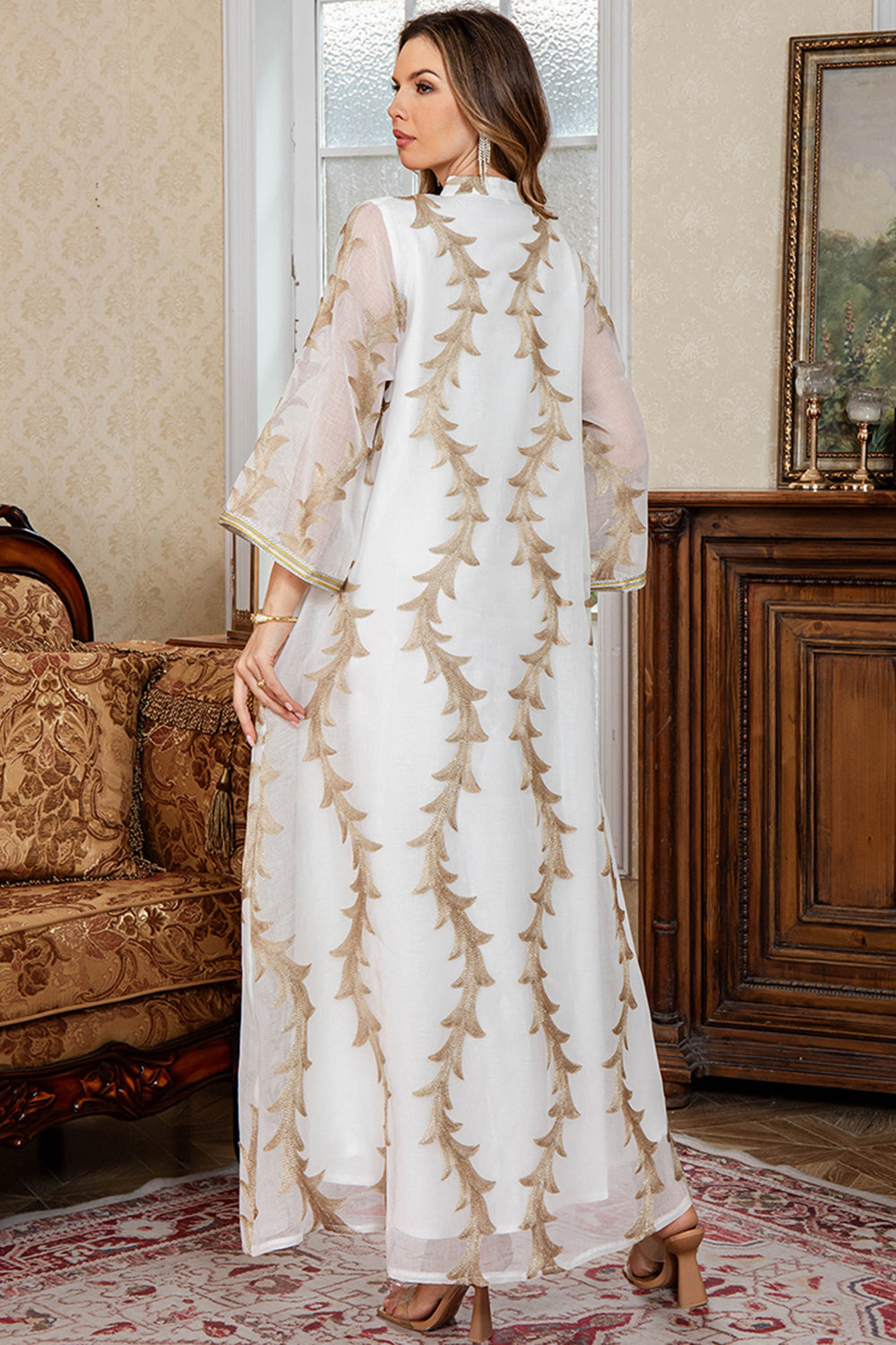 Robe Caftan Noire Imprimée