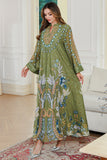 Robe Caftan Élégant à imprimé vert