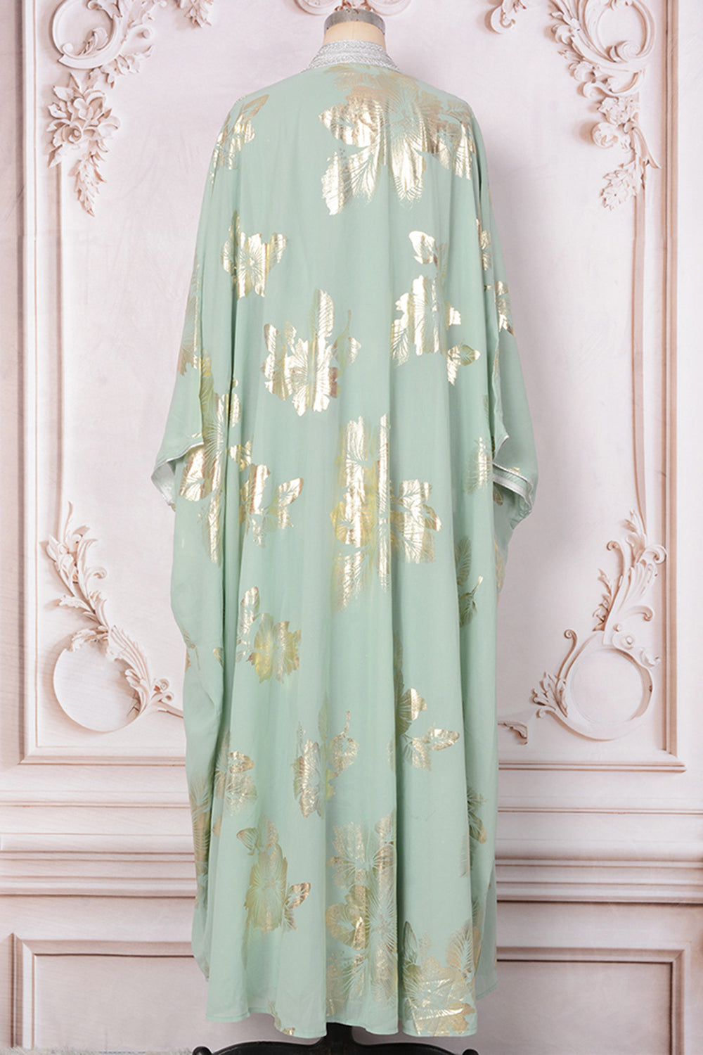 Robe caftan blanche à imprimé papillons