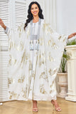 Robe caftan blanche à imprimé papillons