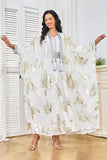 Robe caftan blanche à imprimé papillons