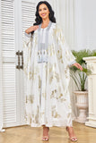 Robe caftan blanche à imprimé papillons