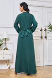Robe caftan en satin vert foncé à col en V
