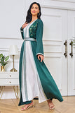 Robe caftan en satin vert foncé à col en V