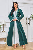 Robe caftan en satin vert foncé à col en V