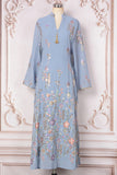 Robe caftan blanche à imprimé floral et col en V