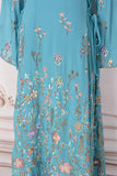 Robe caftan blanche à imprimé floral et col en V