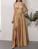 Robe longue en satin