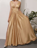 Robe longue en satin