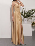 Robe longue en satin