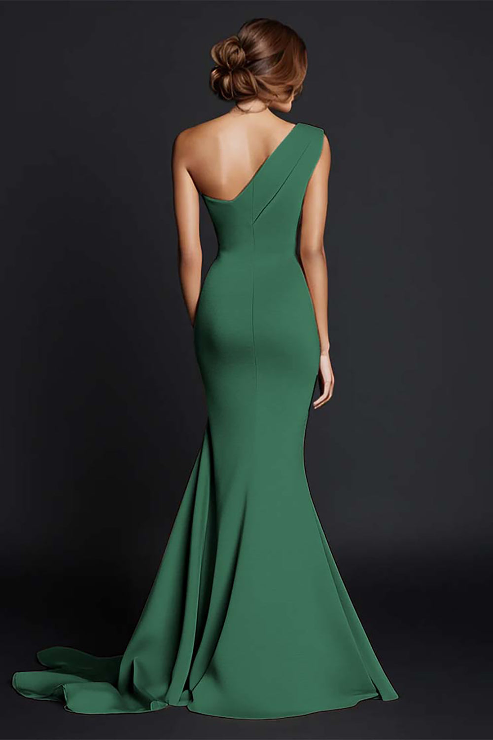 Robe longue formelle sirène kaki à une épaule