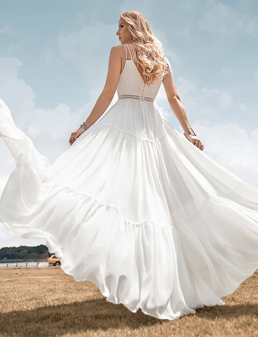 Robe de mariée simple de style A-Line Long Beach