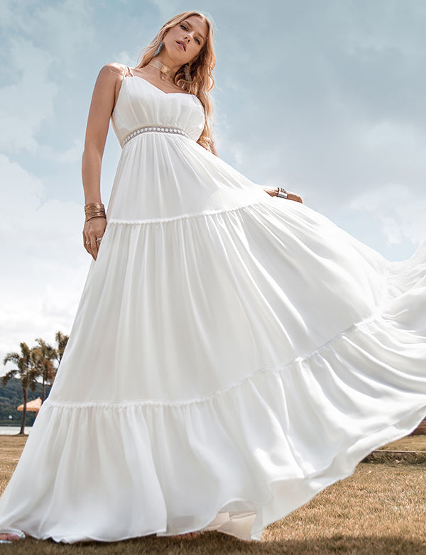 Dressself Robe de mariée simple de style A-Line Long Beach robes de ...