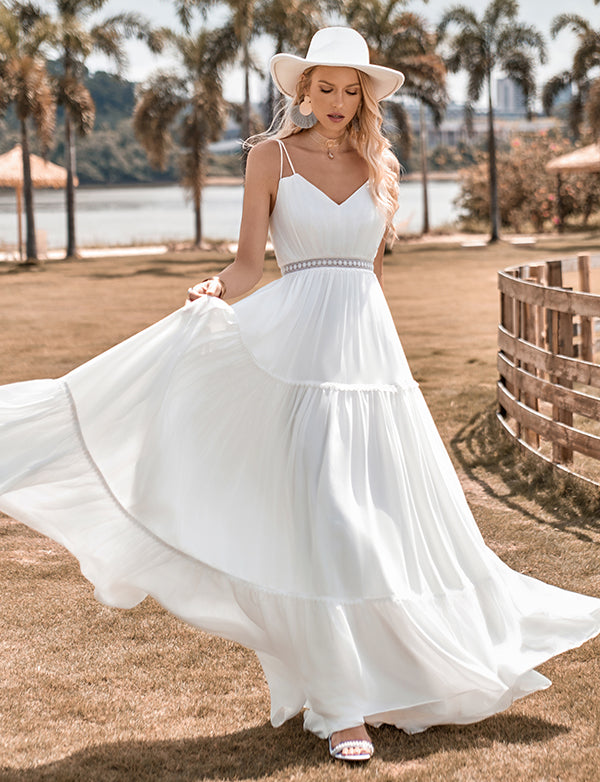 Dressself Robe de mariée simple de style A-Line Long Beach robes de ...